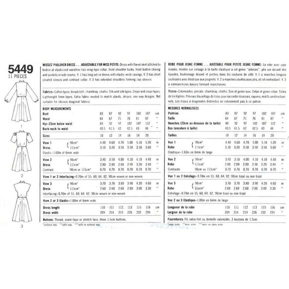 Simplicity 5449 Pattern Dress Miss 10 1982 Uncut Vintage Midi Flare Side Pocket - Picture 4 of 6